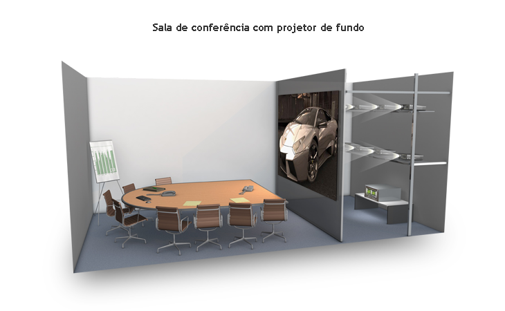 Sala de conferência com projetor de fundo